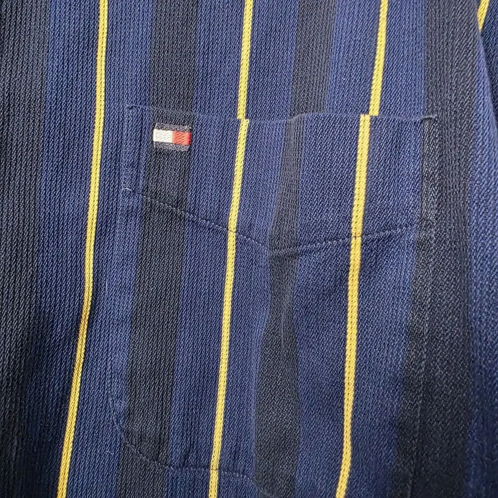 Tommy Hilfiger Striped Mens XL Button Down Shirt Blue Yellow Long Sleeve Classic - Picture 10 of 13